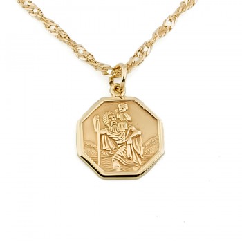 9ct gold 4.3g 18 inch St Christopher Pendant with chain